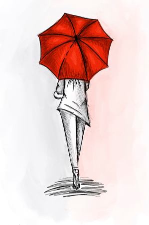 lady walking with umbrella